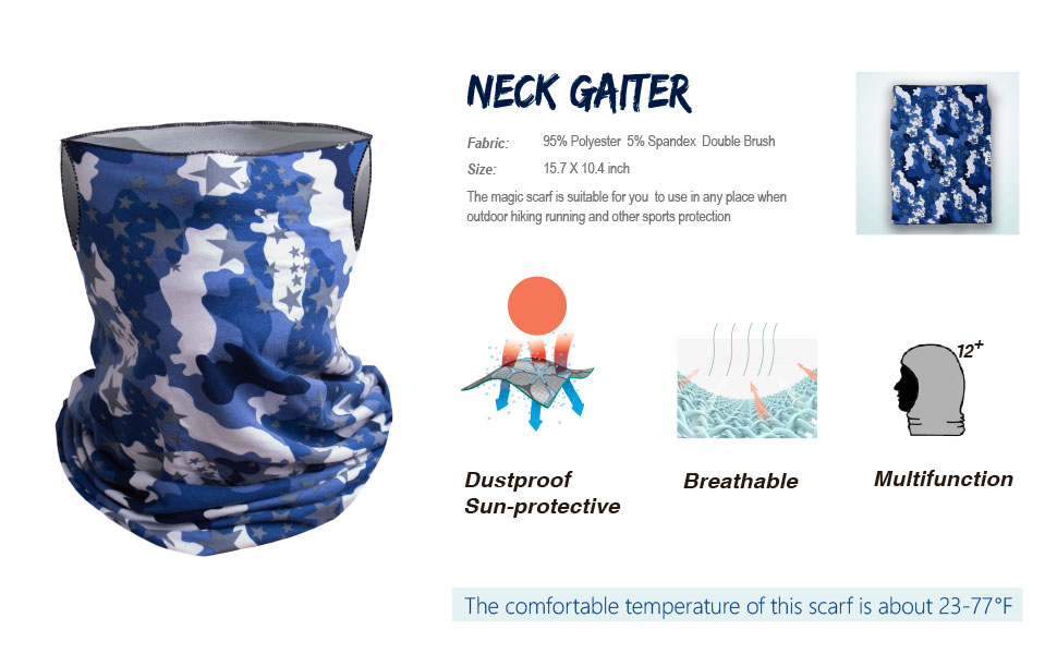 bule camouflage neck gaiter