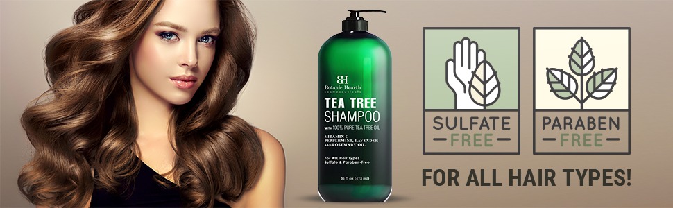 botanic hearth tea tree shampoo dry flaky scalp dandruff itchy damaged color treated hair natural