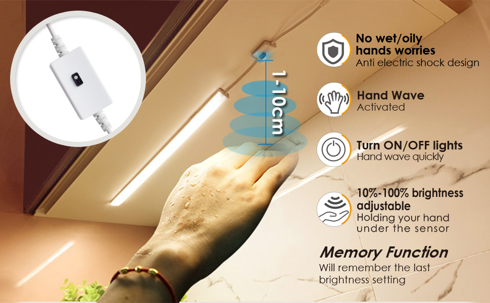 LAMPAOUS Under Lights Undercounter LED Lighting,Hand Wave