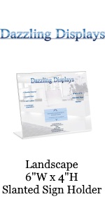 Dazzling Displays Horizontal 6 x 4 Slanted Table Tent Sign Holder