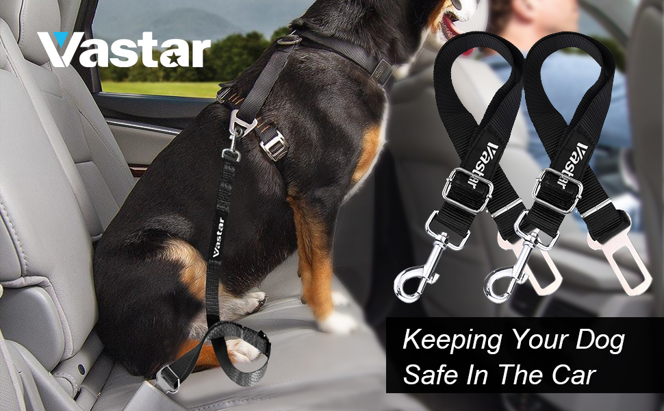 Vastar 2 Packs Adjustable Pet Dog Cat Car Seat Belt Safety Leads