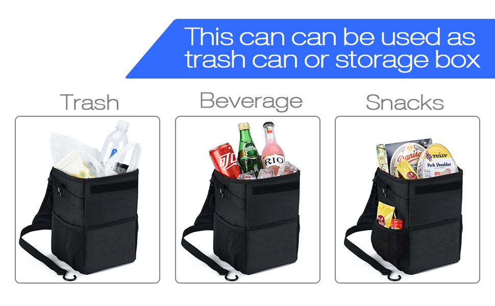 HOUSE DAY Car Trash Can with Lid 2.4 Gallons with Storage