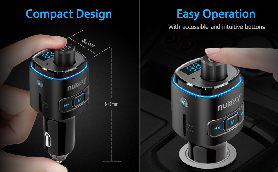 Nulaxy Bluetooth FM Transmitter for Car, Bluetooth Car Adapter with QC3