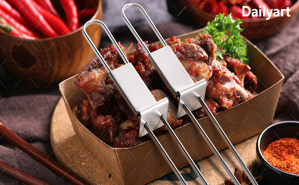 Dailyart Barbecue Skewers Stainless Steel Pack of 6 Skewers Stainless