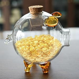 ガラス製 豚の貯金箱 ガラス製ブタの貯金箱