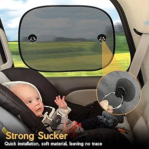 Pare Soleil Voiture Bébé/Enfant, Universelle Pour Pare-Soleil Fenêtre De Voiture , Protection UV/Chaleur Pour Offre Une Protection UV Maximale Pour Bébé, Adultes,Chien (2 Pièces) 12 Pare Soleil Voiture bébé