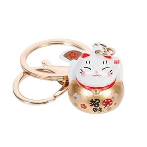 NUOBESTY Cute Keychains for Women Feng Shui Lucky Cat