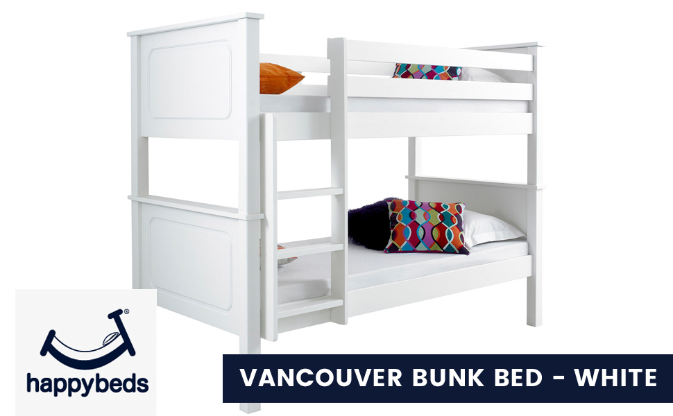 Happy Beds Bunk Bed Vancouver Pinewood White Two Sleeper Quality Solid