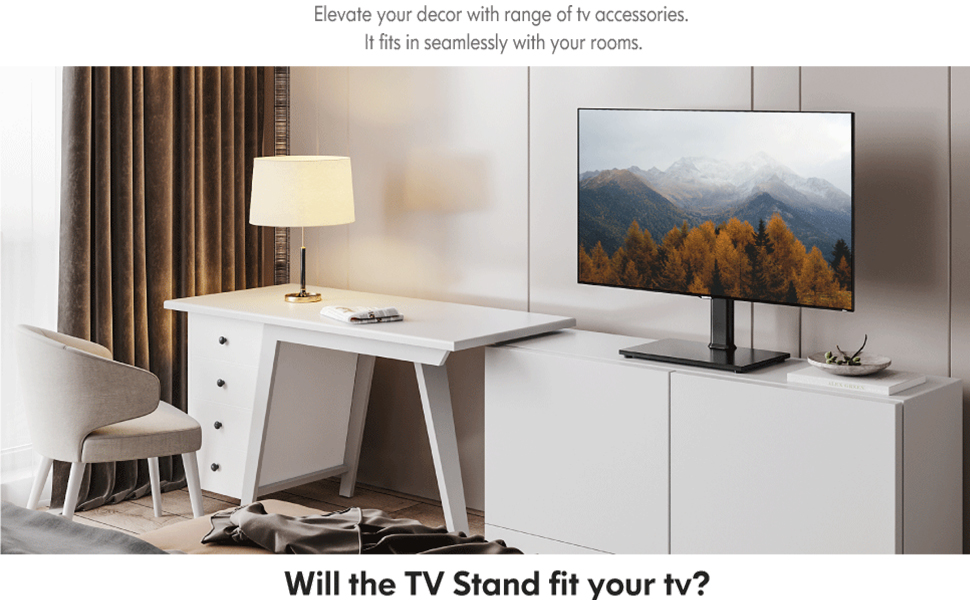 FITUEYES Swivel Universal TV Stand Table Top TV Base for 27