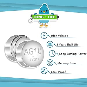 AG10 LR1130 button cell batteries