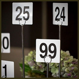 table numbers white silver holder holding