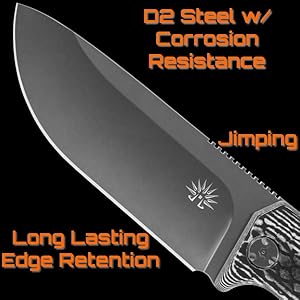 Amazon Com Off Grid Knives Tracker X D2 Tool Steel Fixed Blade Knife Full Tang With Grippy Micarta Scales Kydex Sheath Bushcraft Hunting Survival Camping Hard Use Tool Blackwash Kitchen Dining