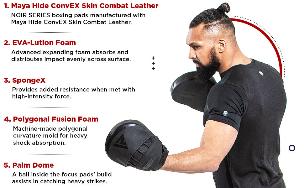 RDX Boxing Pads Focus Mitts, ConvEX Skin Leather Curved Hand Pad with