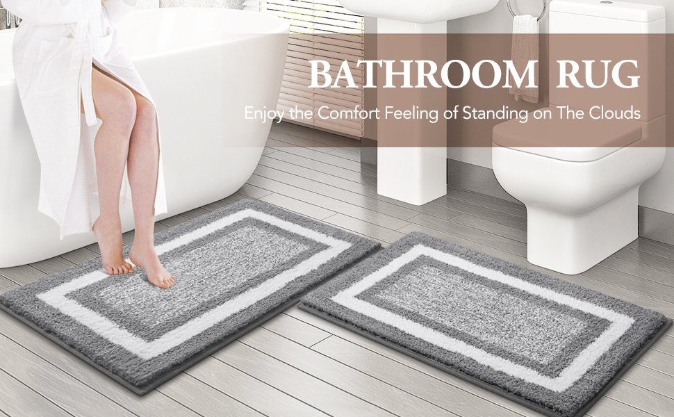 KMAT Bathroom Rugs and Mats Sets,32"x20"+32"x20",Ultra Soft