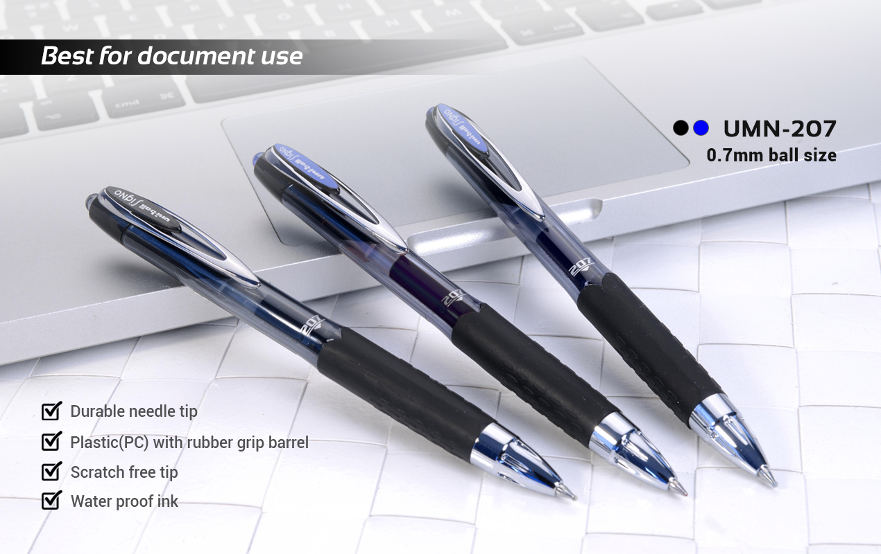 UNI-BALL Signo UMN207 0.7mm Retractable Gel Pen | Blue Ink, Pack of 3