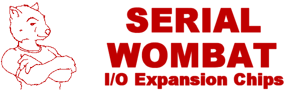 Serial Wombat I/O Expansion Chips with Serial Wombat cartoon character