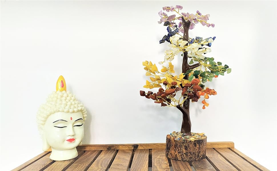 seven chakra gemstone tree feng shui bonsai energy generator reiki healing balancing home decor