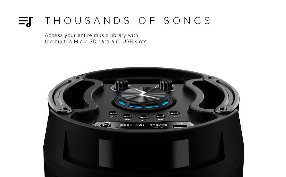 ZIZO Boom Z8 Wireless Speaker with Karaoke, MicroSD/USB