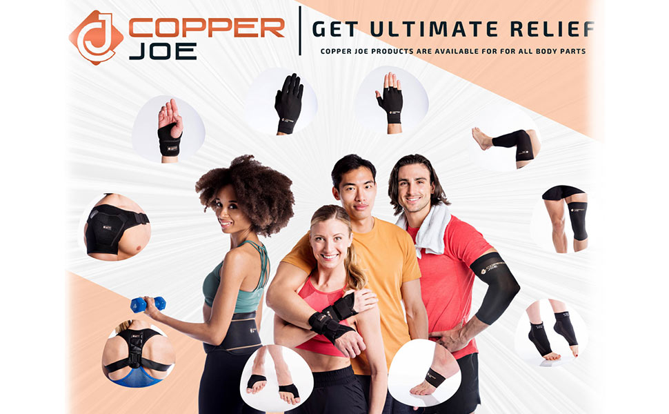 Copper compression wrist wrap brace men and women Joe Carpal Tunnel fit Arthritis Tendonitis sleeve 