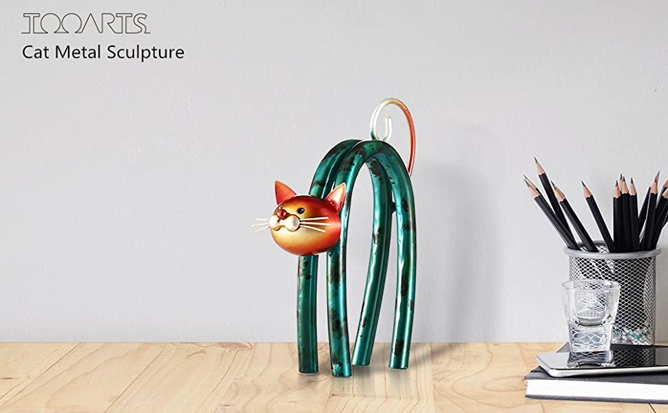 Spring Little Cat Metal Modern Sculpture