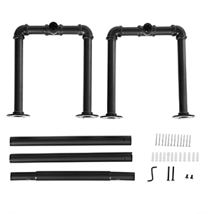 Songmics Portemanteaux Muraux, Lot De 2, Barres De Suspension Pour Vêtements En Tuyaux Industriels, Gain De Place, 112 X 30 X 29,3 Cm, Capacité De 60 Kg Pièce, Pour Espace Réduit, Noir HSR64BK-02 14 HSR64BK-02