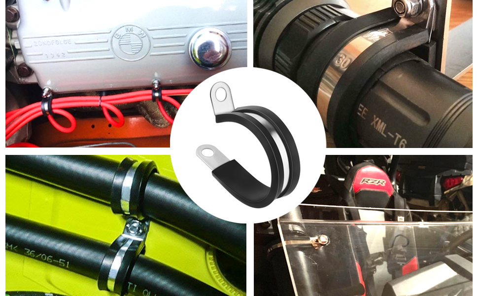 Cable Clamp, 20 Pack 1/4 Inch Stainless Steel Pipe Clamp, Rubber