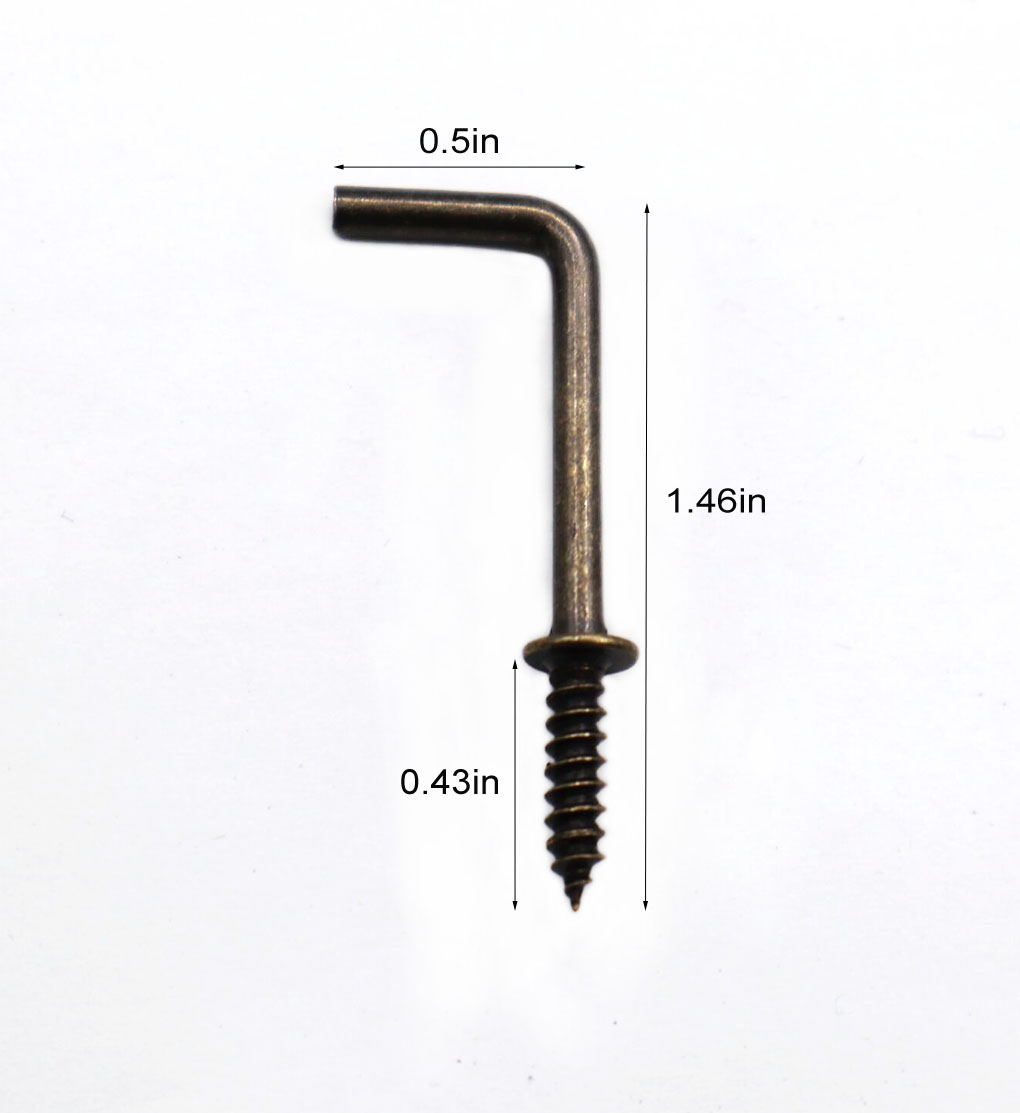 Antique Brass Screw Hooks - 80 Pack L Shape -7 Antique Brass Screw Hooks - 80 Pack L Shape -7