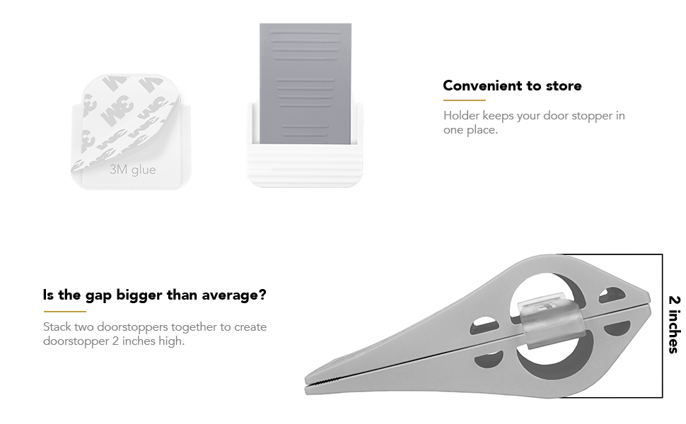 Wundermax Door Stoppers Rubber Security Wedge for Bottom of Door on