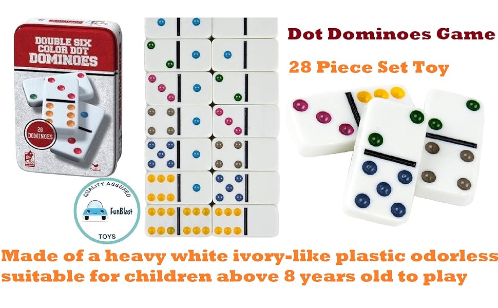 FunBlast Double Six Dot Dominoes Set White Dominoes 28 Piece Set Toy