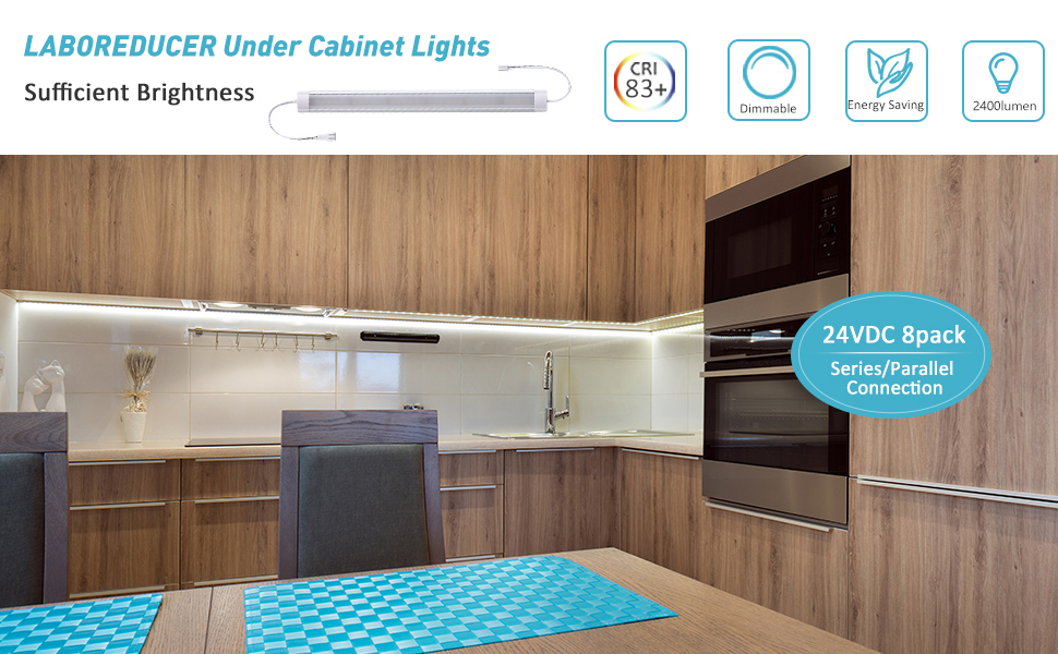 8 Bar Dimmable Under Cabinet Lighting Kit