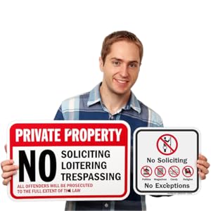 No Soliciting Signs, Heavy-duty Aluminum Sign, No Trespassing or Loitering