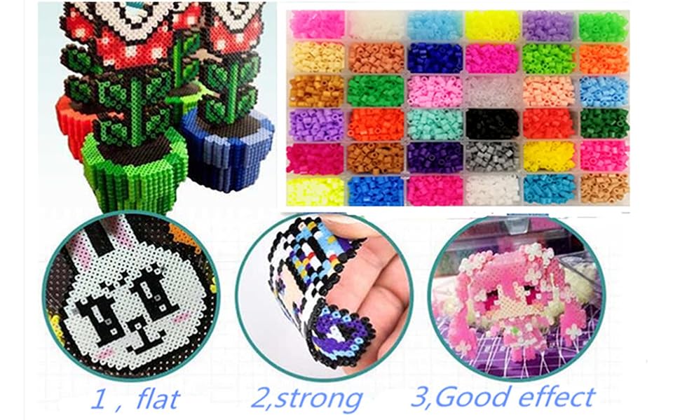 Fuse Beads Kit10000 pcs 36 Colors(6 Glow in Dark) 5 Peg Boards,89