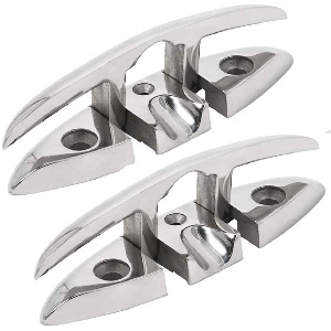 NovelBee 2 Pack 6.2 Inch 316 Stainless Steel Folding Cleat with Mounting Screws,Flip Up Dock Cleat