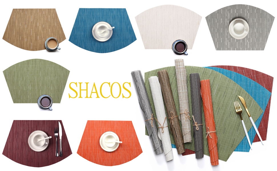 SHACOS Round Table Placemats 6 Wedge Placemat with