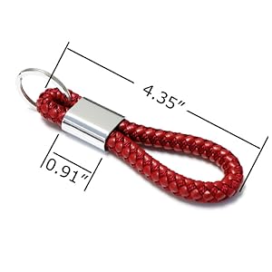 Amazon.com: iJDMTOY Red Braided Leather Strap Craft Keychain