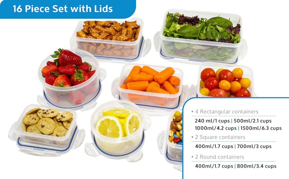 1790 Plastic Food Storage Containers with Lids for use in