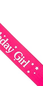 pink birthday girl sash with stars