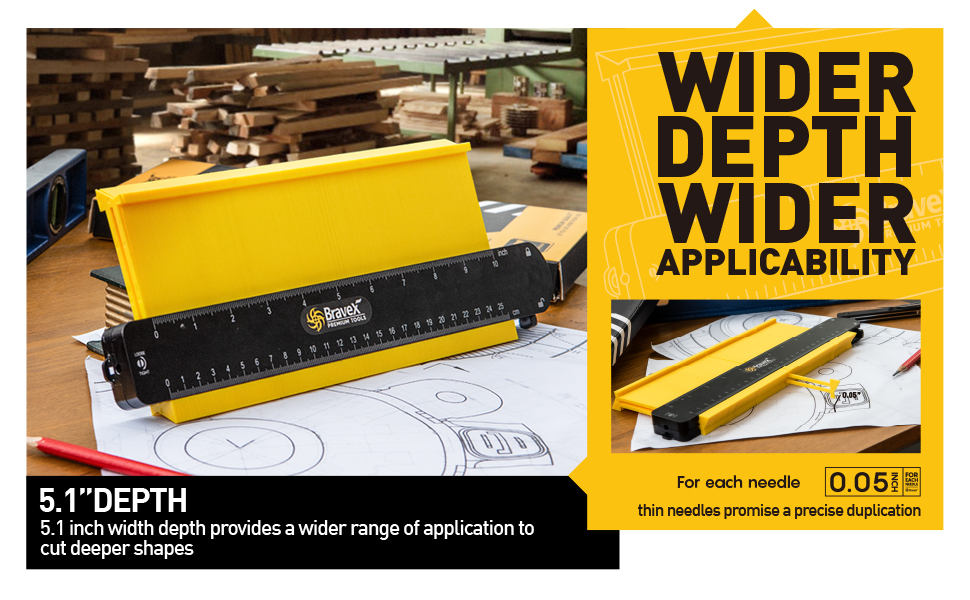 STEINBRÜCKE Contour Gauge 10” Profile Tool Gauge Duplicator with Lock