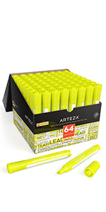 ARTZ-8561_Highlighters_Set of 64 (Wide Chisel Tip, Yellow)