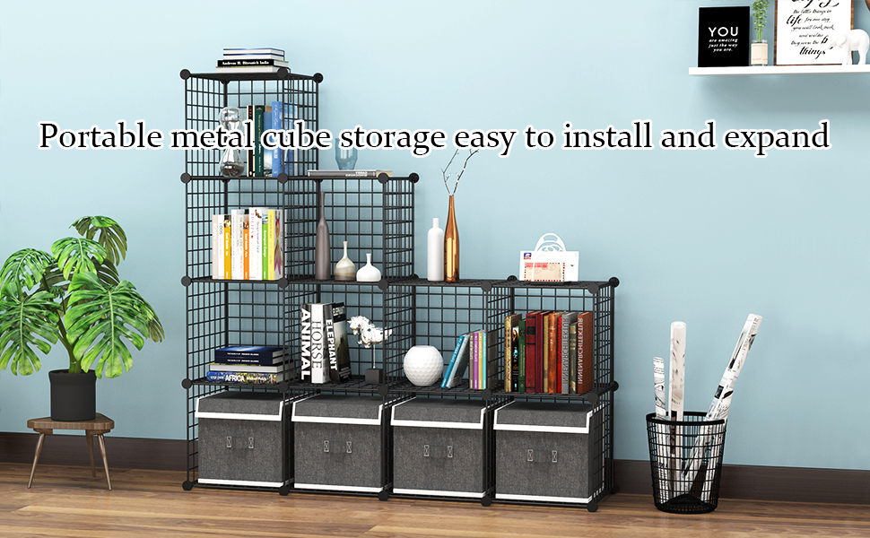 C&AHOME Wire Cube Storage, 12Cube Storage Organizer, Metal