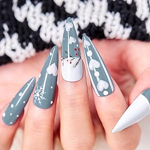grey white Christmas color gel nail polish