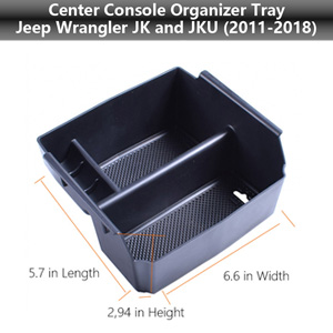 Jeep Wrangler JK JKU Center Console Organizer Tray Rubicon Sport Sahara Armrest Storage Glove Box