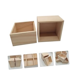 Amazon.co.jp: 2個 正方形 木箱 蓋なし 長10cm 奥6cm 木製 箱