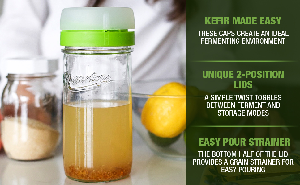 Masontops Kefir Caps Wide Mouth Mason Jar Lids Water Kefir Grains