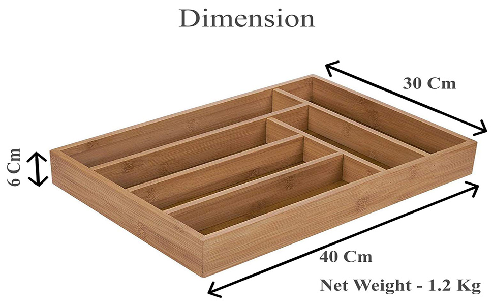 Store2508 Bamboo Wood Utensil Cutlery Drawer Organizer Tray 6