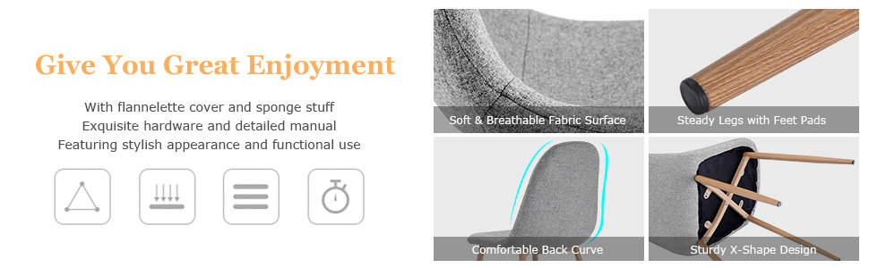 Giantex Set of 2 Kitchen Dining Chairs, Easily Assemble Modern Fabric Cushion Seat Chair w/Metal Legs, Mid Century Armless Chairs for Kitchen, Dining Room, Restaurant, Gray 15 dining chairs