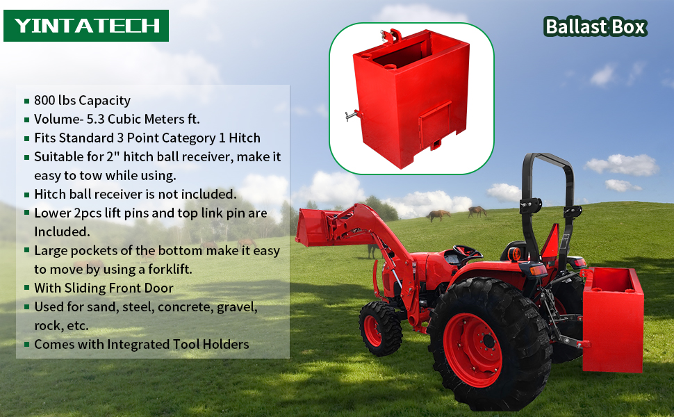 YINTATECH Ballast Box with 2" Receiver, Tractor Ballast Box