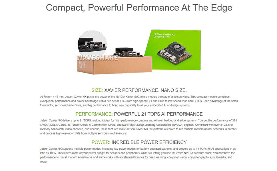 Waveshare Jetson Xavier NX Developer Kit, Small AI For