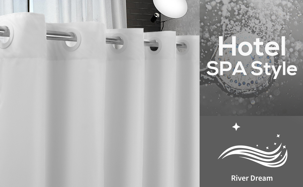 Fabric Shower Curtain No Hooks Needed TPU Lining & No