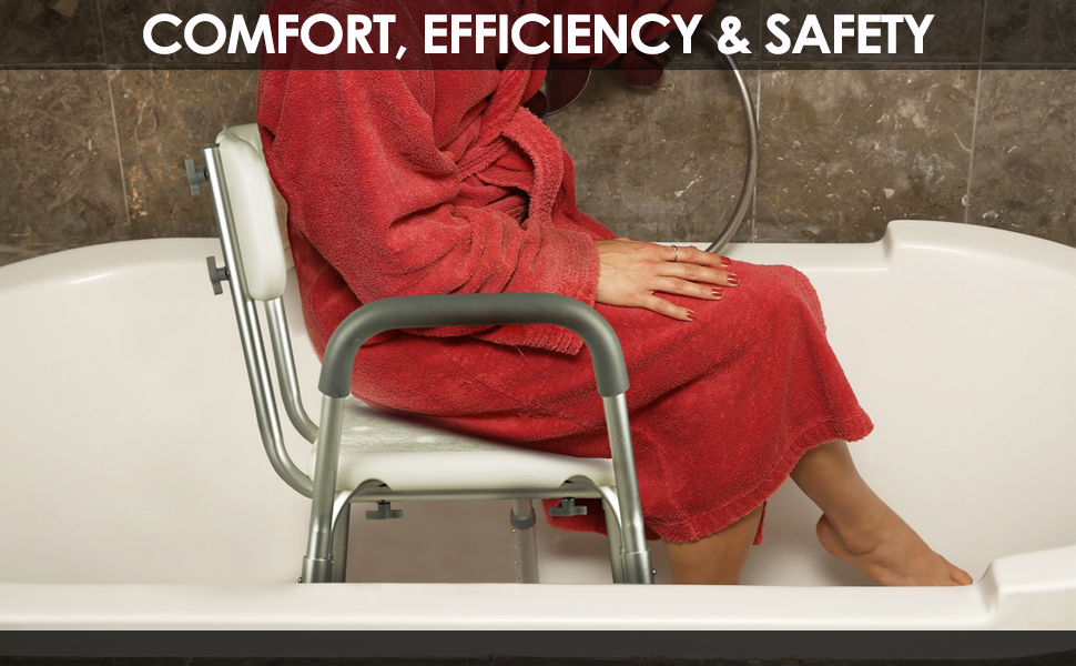 Dr. Maya Bath and Shower Chair Seat with Back (Adjustable) AntiSlip Bench Bathtub Stool for